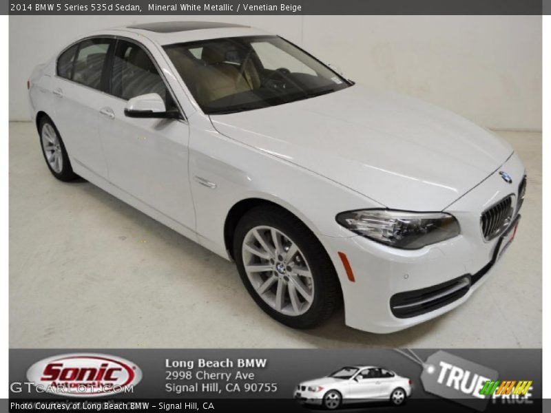 Mineral White Metallic / Venetian Beige 2014 BMW 5 Series 535d Sedan