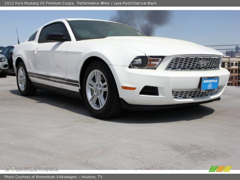 Performance White / Lava Red/Charcoal Black 2012 Ford Mustang V6 Premium Coupe