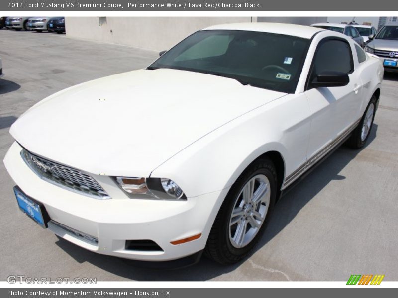 Performance White / Lava Red/Charcoal Black 2012 Ford Mustang V6 Premium Coupe