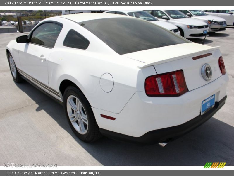 Performance White / Lava Red/Charcoal Black 2012 Ford Mustang V6 Premium Coupe
