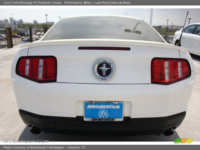 Performance White / Lava Red/Charcoal Black 2012 Ford Mustang V6 Premium Coupe