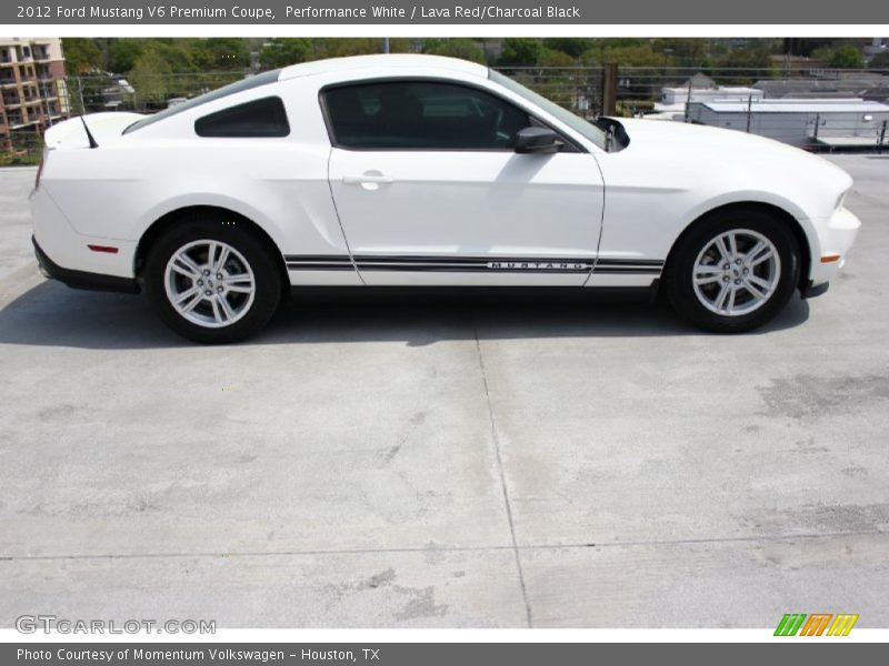 Performance White / Lava Red/Charcoal Black 2012 Ford Mustang V6 Premium Coupe