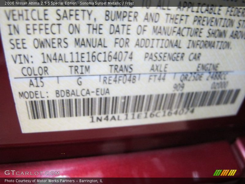 Sonoma Sunset Metallic / Frost 2006 Nissan Altima 2.5 S Special Edition