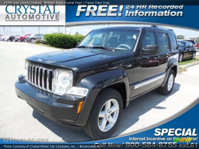 Brilliant Black Crystal Pearl / Pastel Slate Gray 2008 Jeep Liberty Limited