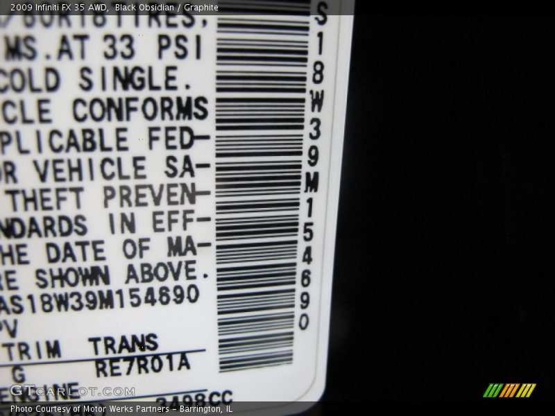 Black Obsidian / Graphite 2009 Infiniti FX 35 AWD