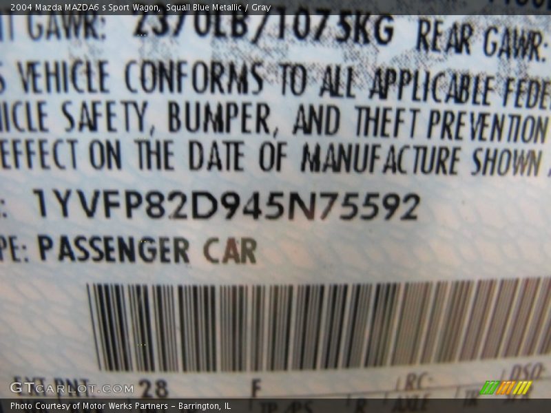 Squall Blue Metallic / Gray 2004 Mazda MAZDA6 s Sport Wagon