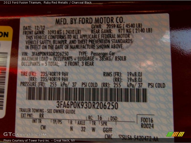 Ruby Red Metallic / Charcoal Black 2013 Ford Fusion Titanium