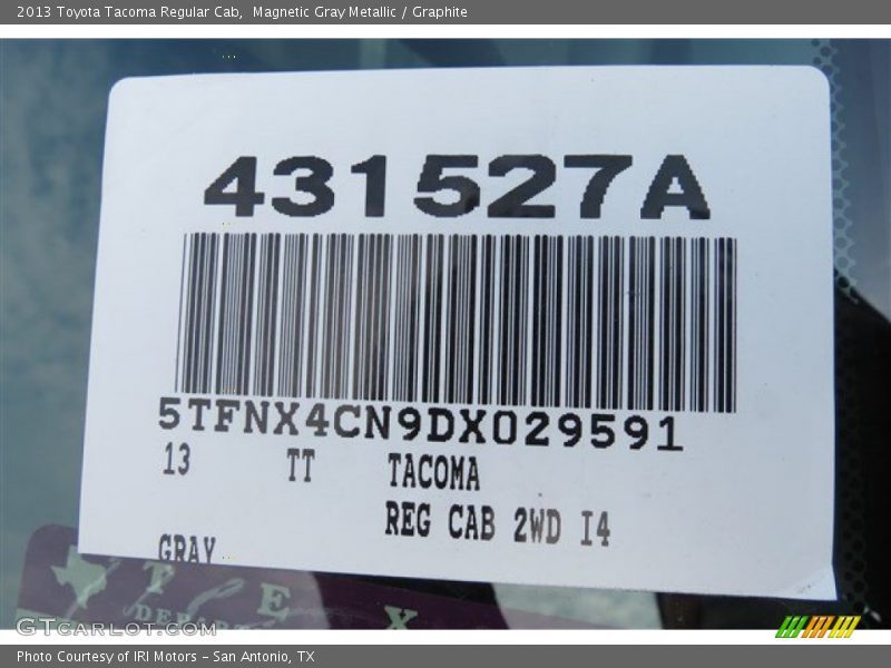 Magnetic Gray Metallic / Graphite 2013 Toyota Tacoma Regular Cab