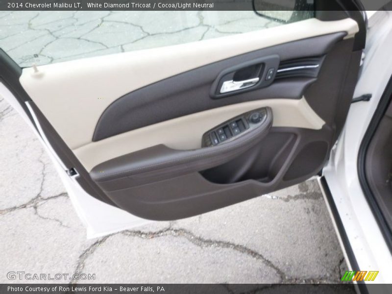 White Diamond Tricoat / Cocoa/Light Neutral 2014 Chevrolet Malibu LT