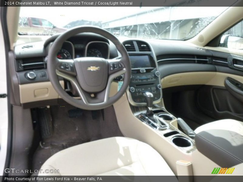 White Diamond Tricoat / Cocoa/Light Neutral 2014 Chevrolet Malibu LT