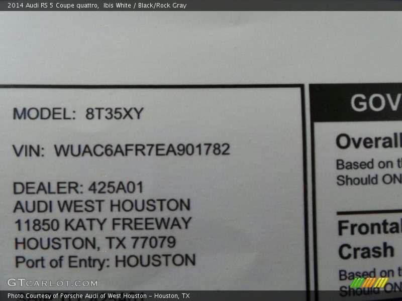 Ibis White / Black/Rock Gray 2014 Audi RS 5 Coupe quattro