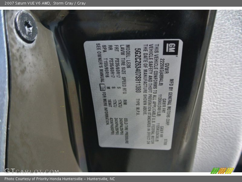 Storm Gray / Gray 2007 Saturn VUE V6 AWD