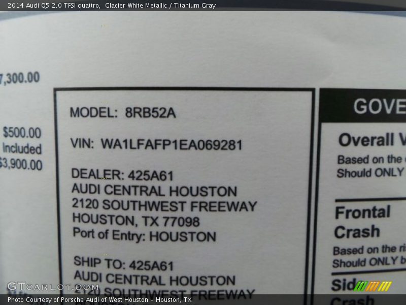 Glacier White Metallic / Titanium Gray 2014 Audi Q5 2.0 TFSI quattro