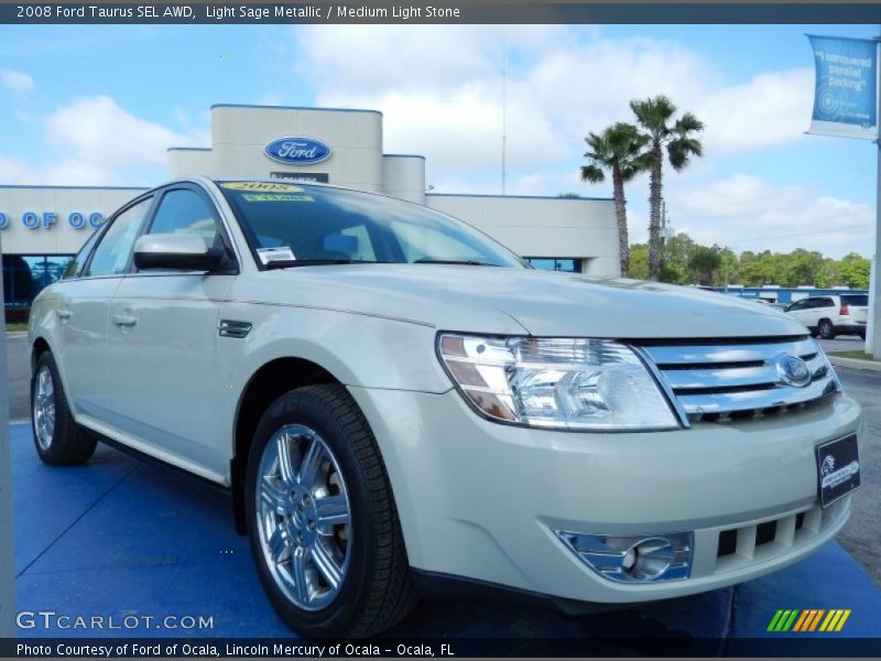 Light Sage Metallic / Medium Light Stone 2008 Ford Taurus SEL AWD