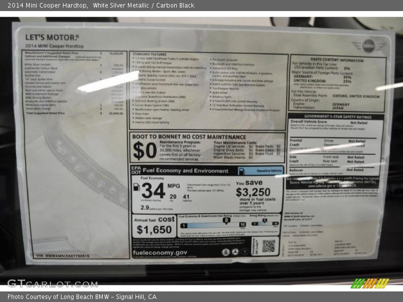 White Silver Metallic / Carbon Black 2014 Mini Cooper Hardtop