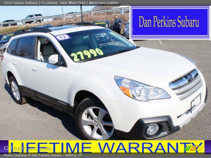 Satin White Pearl / Warm Ivory Leather 2013 Subaru Outback 2.5i Limited