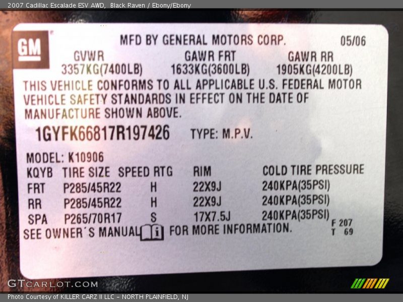 Black Raven / Ebony/Ebony 2007 Cadillac Escalade ESV AWD