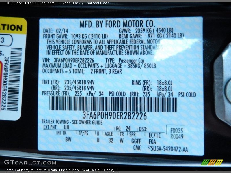 Tuxedo Black / Charcoal Black 2014 Ford Fusion SE EcoBoost