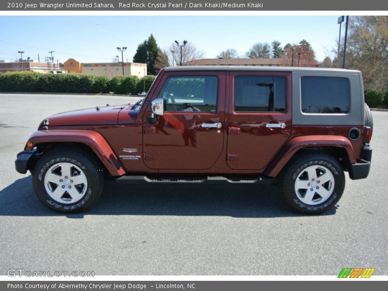 Red Rock Crystal Pearl / Dark Khaki/Medium Khaki 2010 Jeep Wrangler Unlimited Sahara
