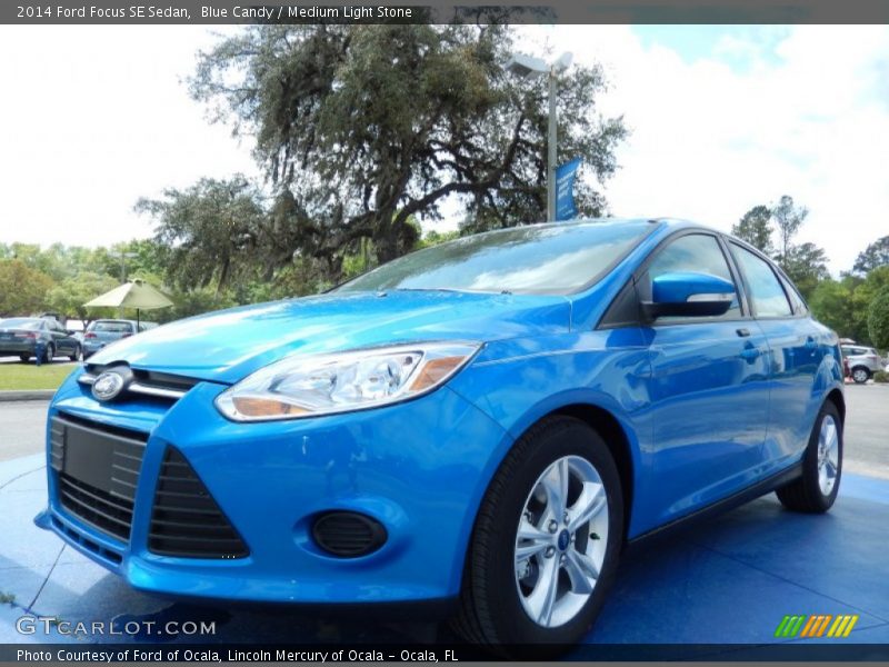 Blue Candy / Medium Light Stone 2014 Ford Focus SE Sedan