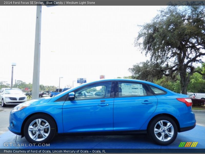 Blue Candy / Medium Light Stone 2014 Ford Focus SE Sedan