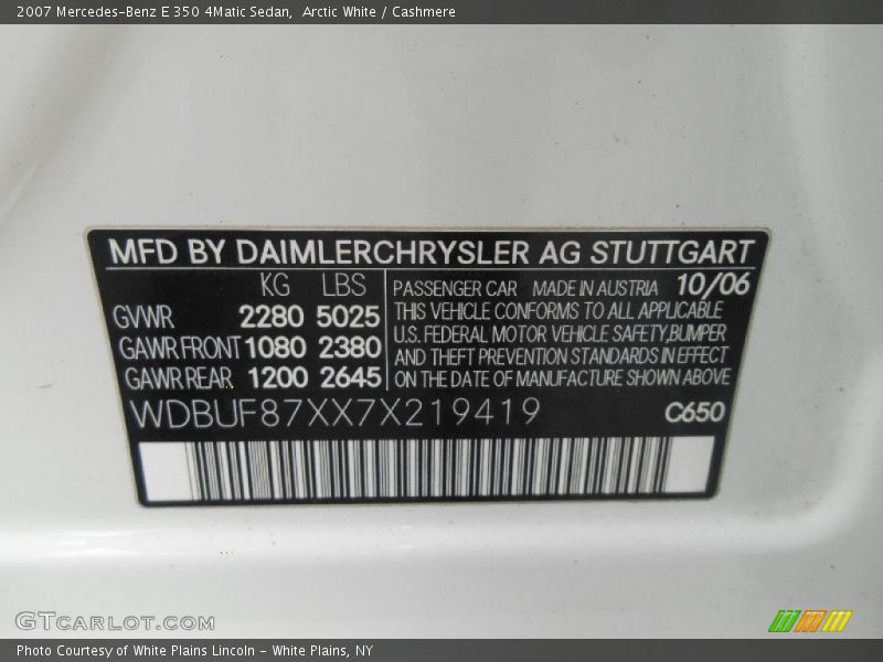 Arctic White / Cashmere 2007 Mercedes-Benz E 350 4Matic Sedan