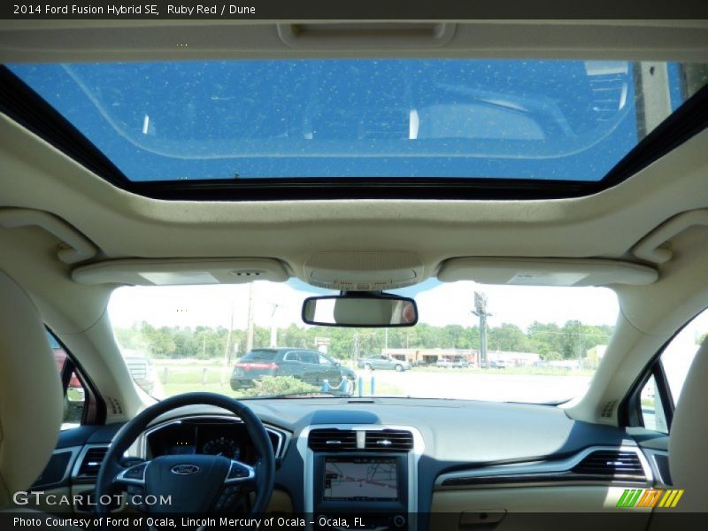 Ruby Red / Dune 2014 Ford Fusion Hybrid SE