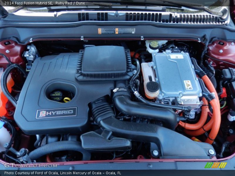 Ruby Red / Dune 2014 Ford Fusion Hybrid SE