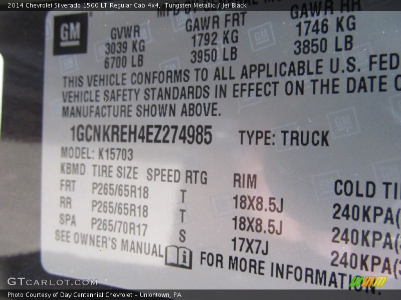 Tungsten Metallic / Jet Black 2014 Chevrolet Silverado 1500 LT Regular Cab 4x4