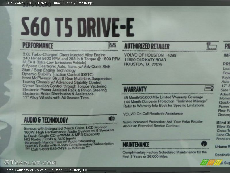 Black Stone / Soft Beige 2015 Volvo S60 T5 Drive-E