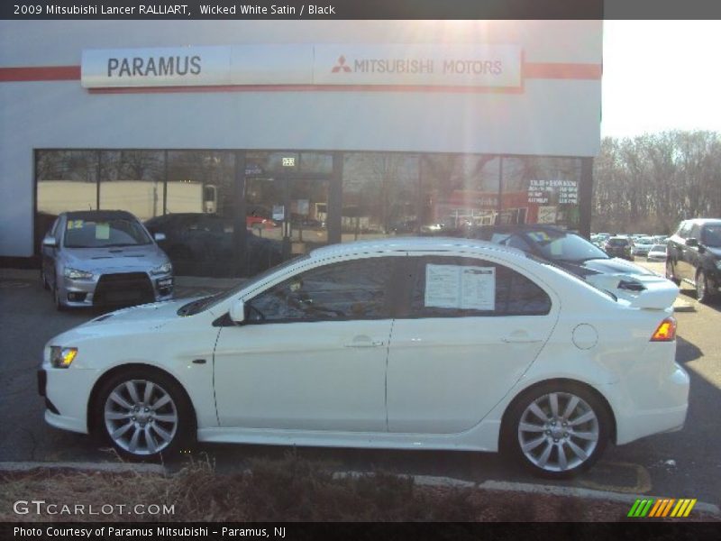 Wicked White Satin / Black 2009 Mitsubishi Lancer RALLIART