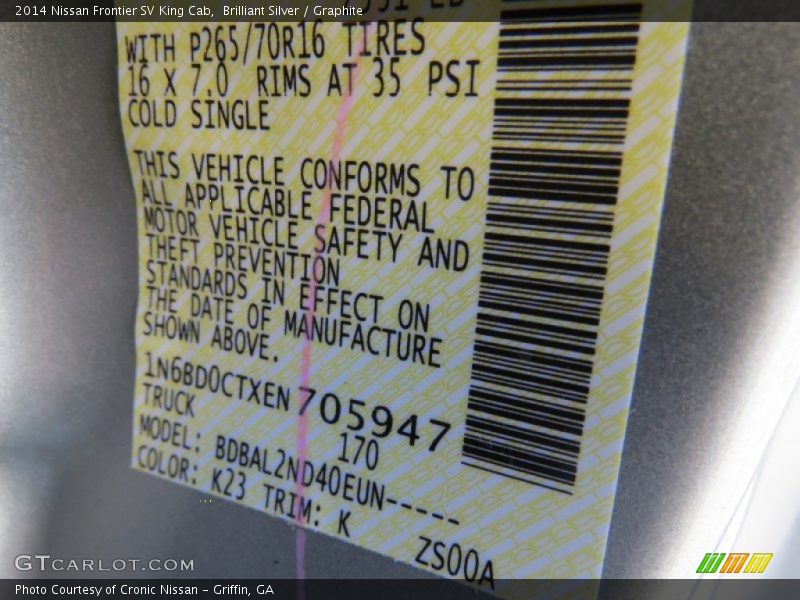 Brilliant Silver / Graphite 2014 Nissan Frontier SV King Cab