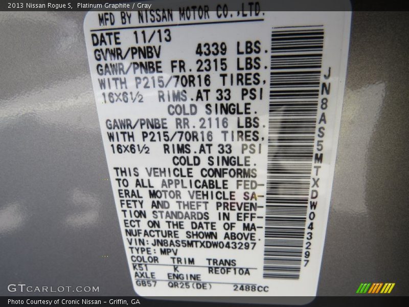 Platinum Graphite / Gray 2013 Nissan Rogue S