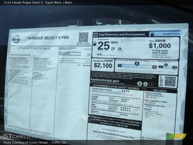  2014 Rogue Select S Window Sticker