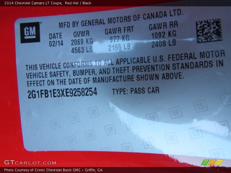 Red Hot / Black 2014 Chevrolet Camaro LT Coupe