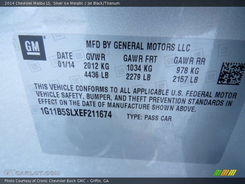 Silver Ice Metallic / Jet Black/Titanium 2014 Chevrolet Malibu LS