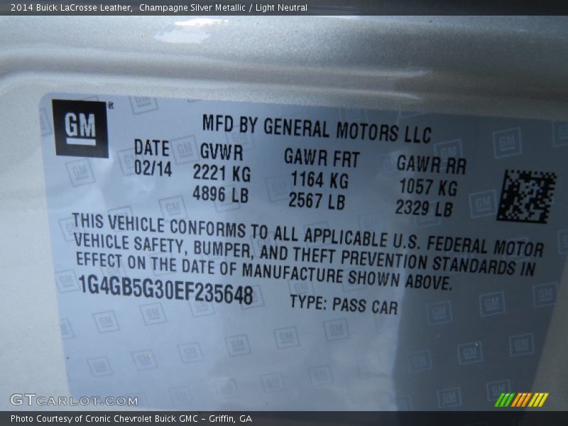 Champagne Silver Metallic / Light Neutral 2014 Buick LaCrosse Leather