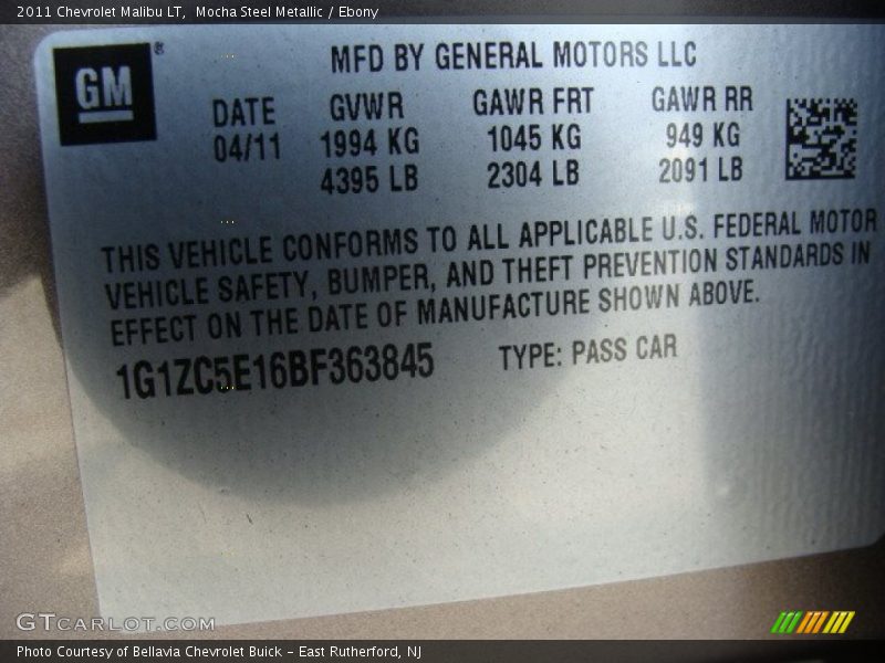 Mocha Steel Metallic / Ebony 2011 Chevrolet Malibu LT