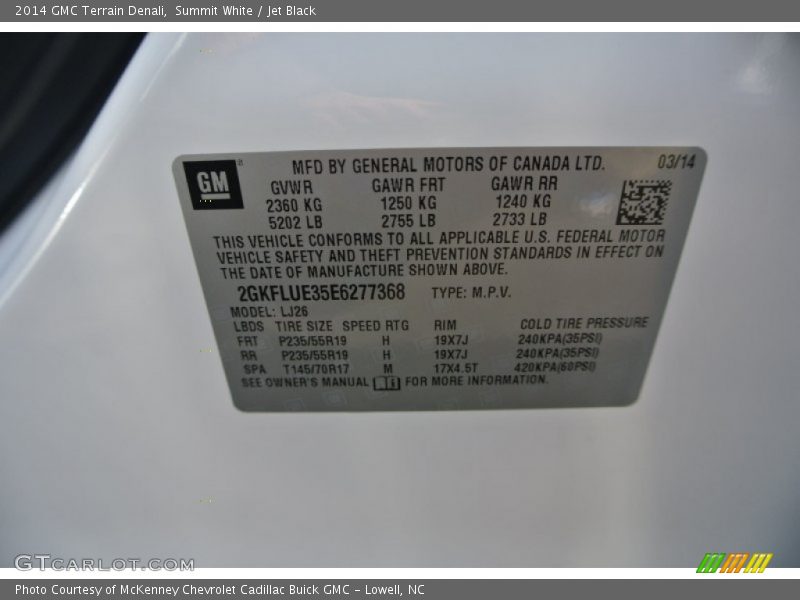 Summit White / Jet Black 2014 GMC Terrain Denali