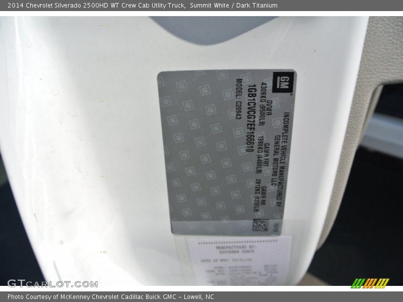 Summit White / Dark Titanium 2014 Chevrolet Silverado 2500HD WT Crew Cab Utlity Truck