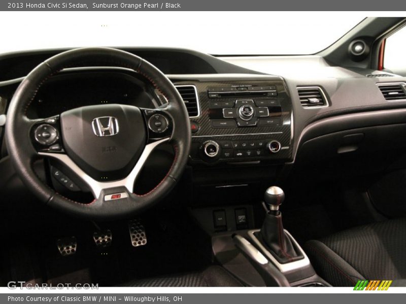 Sunburst Orange Pearl / Black 2013 Honda Civic Si Sedan
