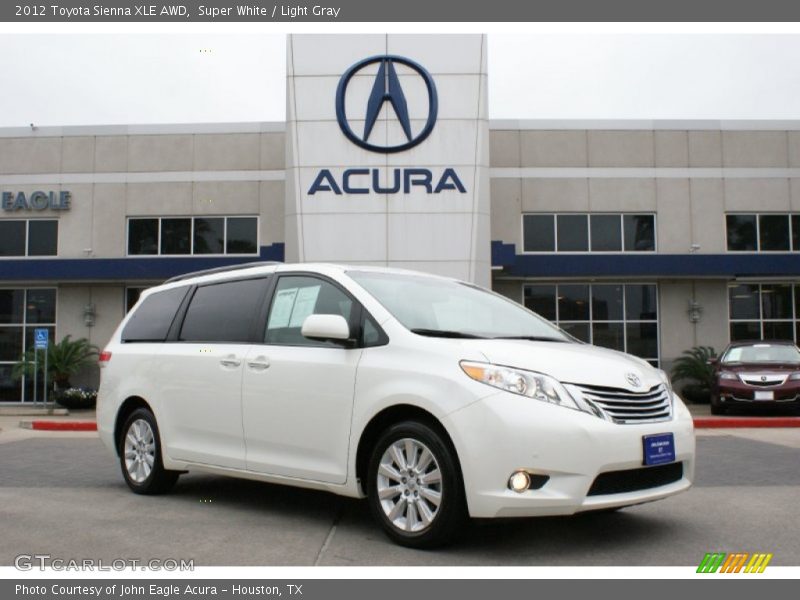 Super White / Light Gray 2012 Toyota Sienna XLE AWD