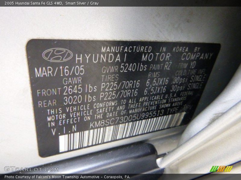 Smart Silver / Gray 2005 Hyundai Santa Fe GLS 4WD