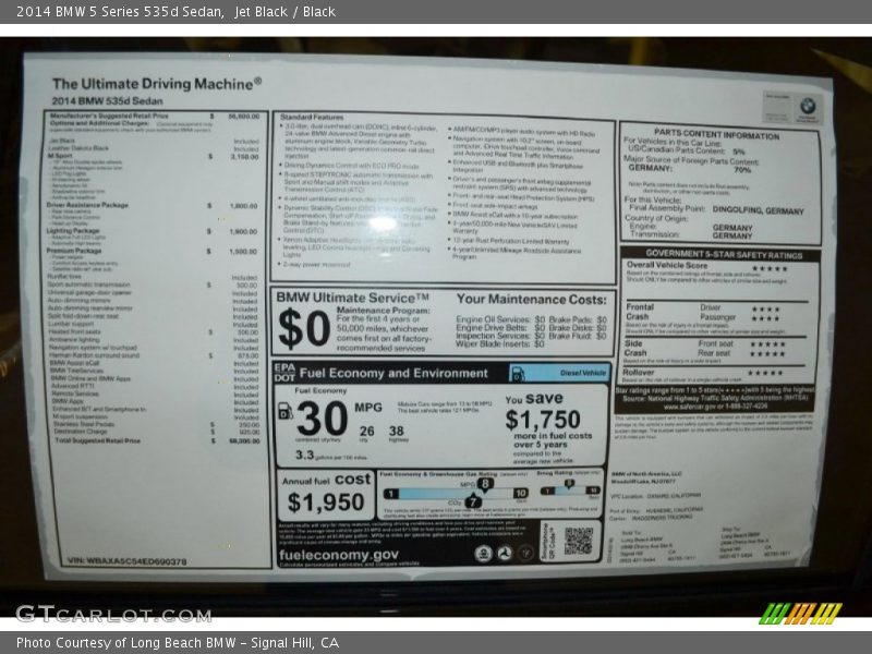 Jet Black / Black 2014 BMW 5 Series 535d Sedan