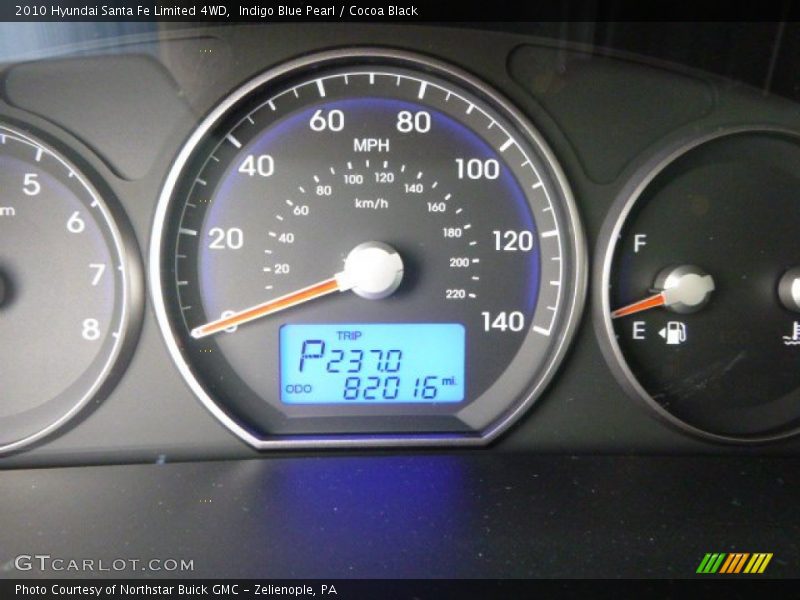 Indigo Blue Pearl / Cocoa Black 2010 Hyundai Santa Fe Limited 4WD