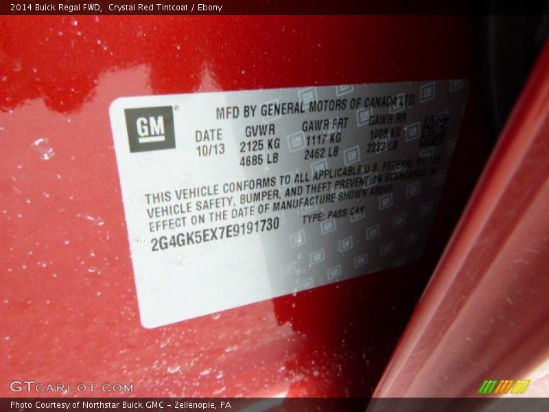 Crystal Red Tintcoat / Ebony 2014 Buick Regal FWD
