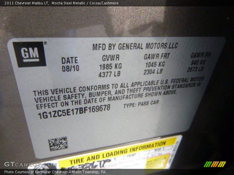 Mocha Steel Metallic / Cocoa/Cashmere 2011 Chevrolet Malibu LT