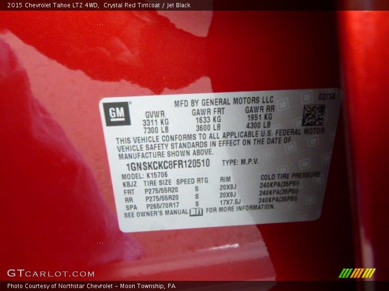 Crystal Red Tintcoat / Jet Black 2015 Chevrolet Tahoe LTZ 4WD