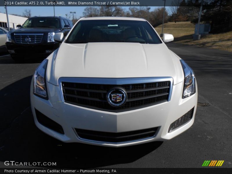 White Diamond Tricoat / Caramel/Jet Black 2014 Cadillac ATS 2.0L Turbo AWD
