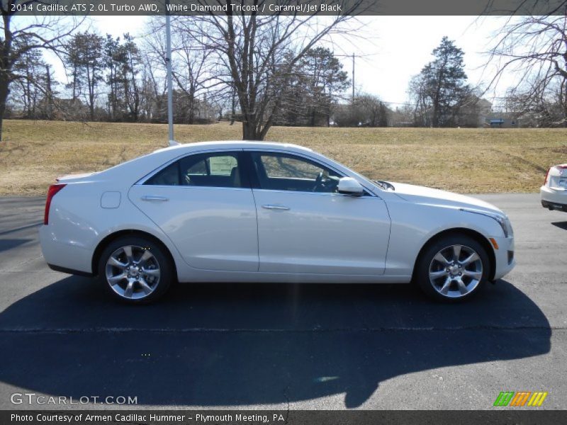 White Diamond Tricoat / Caramel/Jet Black 2014 Cadillac ATS 2.0L Turbo AWD